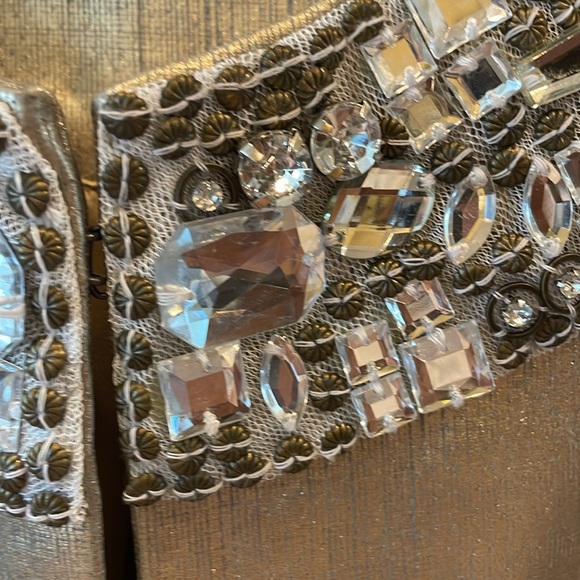 Chico’s Size 2 (12/14) Gold Leather 3/4 Sleeve Jacket. Fully Lined. - Picture 3 of 11